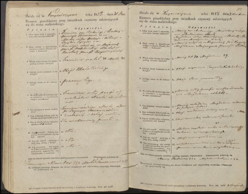Krinčino Romos katalikų parapijos bažnyčios 1853–1862 metų priešjungtuvinės apklausos knyga