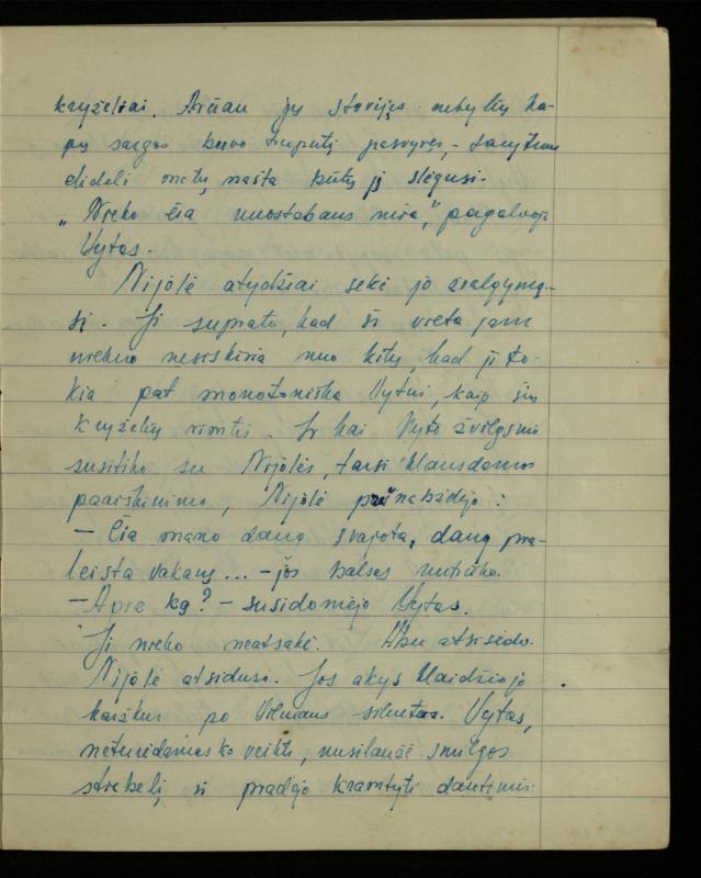 Žurnalisto, literato, vertėjo Kazimiero Pūro kūrybos I sąsiuvinis. Apsakymas (autobiografinė impresija), 1950 m.