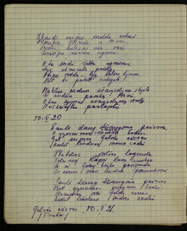 Žurnalisto, literato, vertėjo Kazimiero Pūro kūrybos III sąsiuvinis. Eilėraščiai, 1950 m.