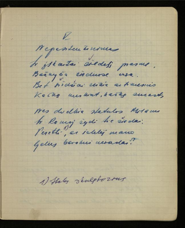 Žurnalisto, literato, vertėjo Kazimiero Pūro kūrybos V sąsiuvinis. Eilėraščiai, 1951–1952 m.