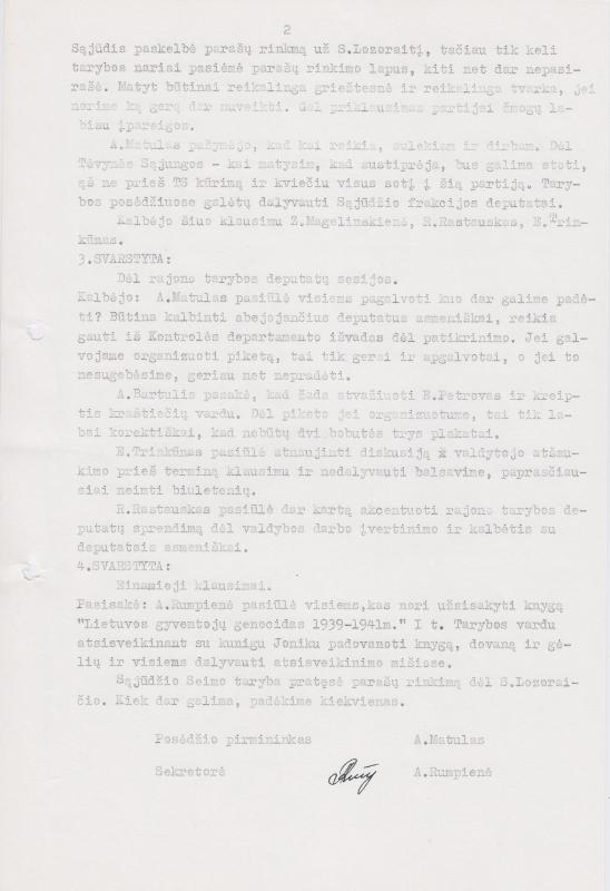 Lietuvos Sajūdžio Pasvalio rajono Tarybos 1993 m. birželio 10 d. posėdžio PROTOKOLAS Nr. 28