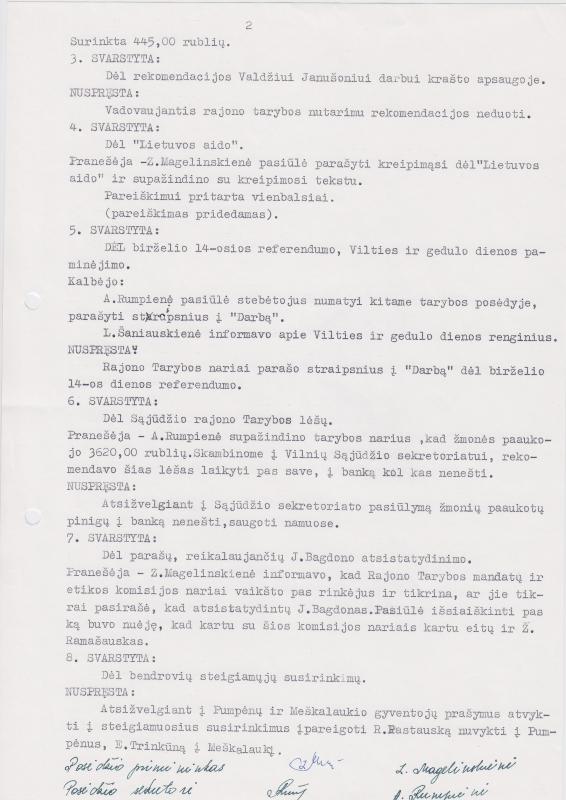 Lietuvos Sajūdžio Pasvalio rajono Tarybos 1992 m. gegužės 28 d. posėdžio PROTOKOLAS Nr. 12