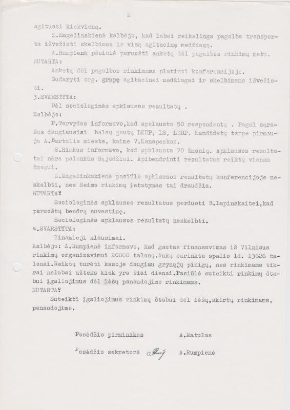 Lietuvos Sajūdžio Pasvalio rajono Tarybos 1992 m. spalio 1 d. posėdžio PROTOKOLAS Nr. 21