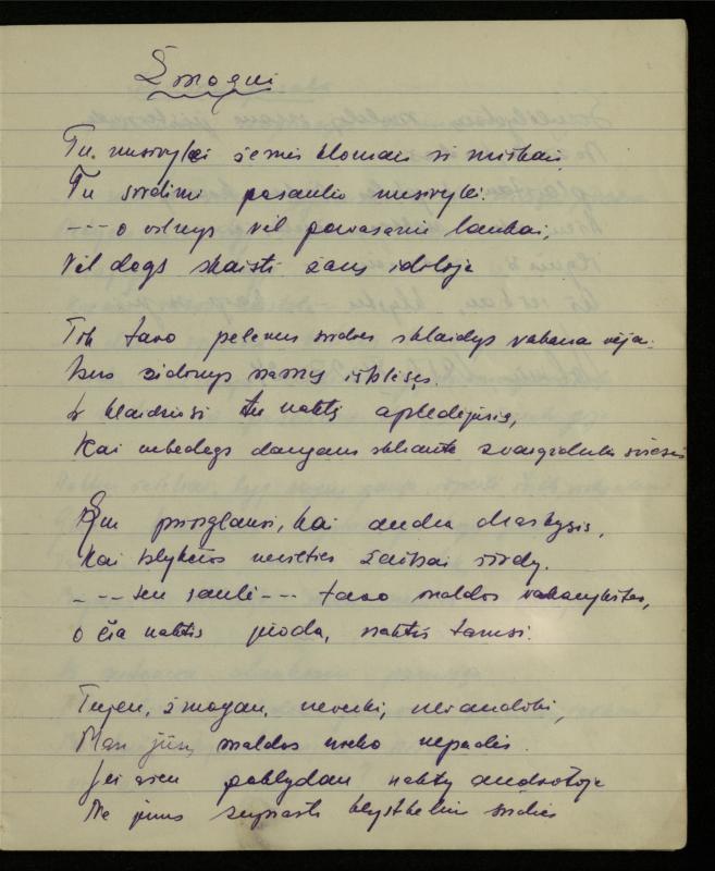 Žurnalisto, literato, vertėjo Kazimiero Pūro kūrybos II sąsiuvinis. Eilėraščiai, 1950 m.
