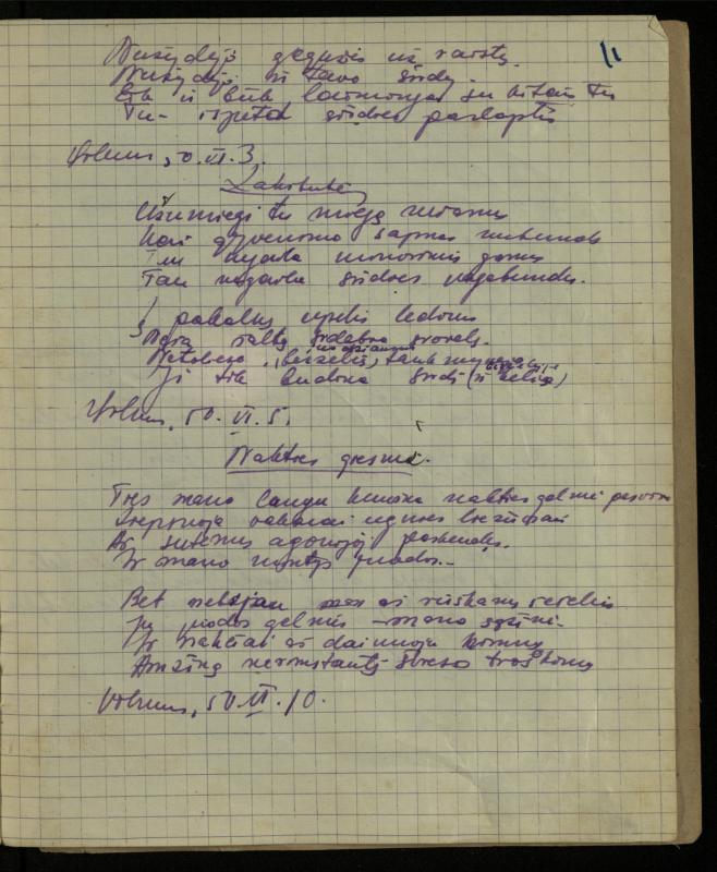 Žurnalisto, literato, vertėjo Kazimiero Pūro kūrybos III sąsiuvinis. Eilėraščiai, 1950 m.