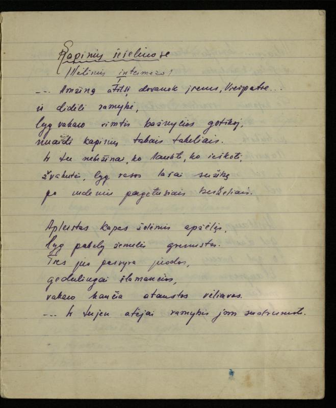 Žurnalisto, literato, vertėjo Kazimiero Pūro kūrybos II sąsiuvinis. Eilėraščiai, 1950 m.