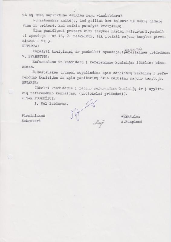 Lietuvos Sajūdžio Pasvalio rajono Tarybos 1992 m. balandžio 16 d. posėdžio PROTOKOLAS Nr. 9