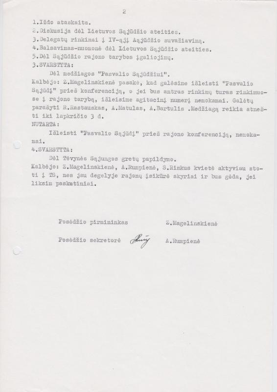 Lietuvos Sajūdžio Pasvalio rajono Tarybos 1993 m. spalio 28 d. posėdžio PROTOKOLAS Nr. 33