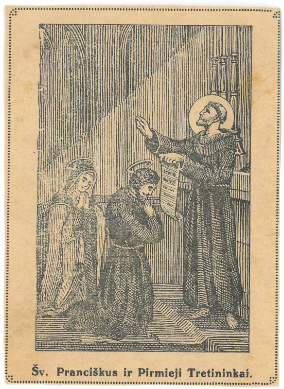 Religinis paveikslėlis. „Šv. Pranciškus ir Pirmieji Tretininkai“