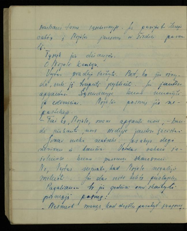 Žurnalisto, literato, vertėjo Kazimiero Pūro kūrybos I sąsiuvinis. Apsakymas (autobiografinė impresija), 1950 m.