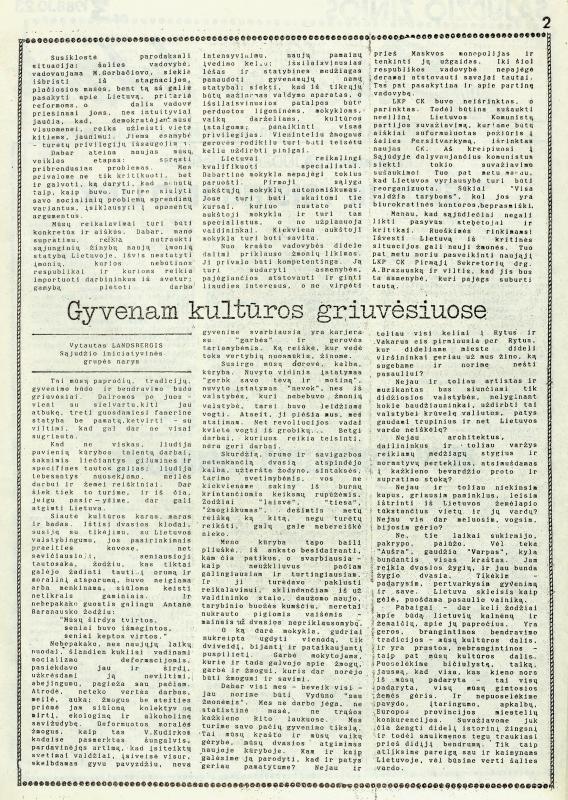 Sąjūdžio žinios Nr. 3. Lietuvos Persitvarkymo Sąjūdžio Steigiamojo suvažiavimo biuletenis