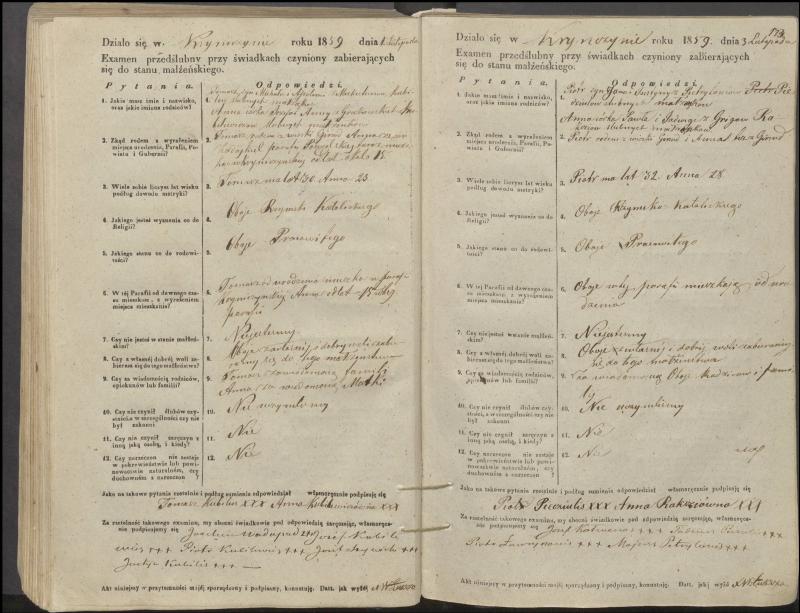 Krinčino Romos katalikų parapijos bažnyčios 1853–1862 metų priešjungtuvinės apklausos knyga