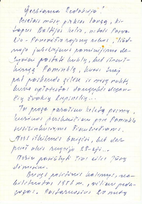 Česio Cemnolonskio 1989 m. rugpjūčio 25 d. laiškas „Pasvalio Sąjūdžio“ redakcijai