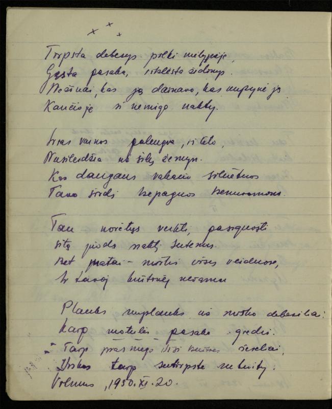 Žurnalisto, literato, vertėjo Kazimiero Pūro kūrybos II sąsiuvinis. Eilėraščiai, 1950 m.