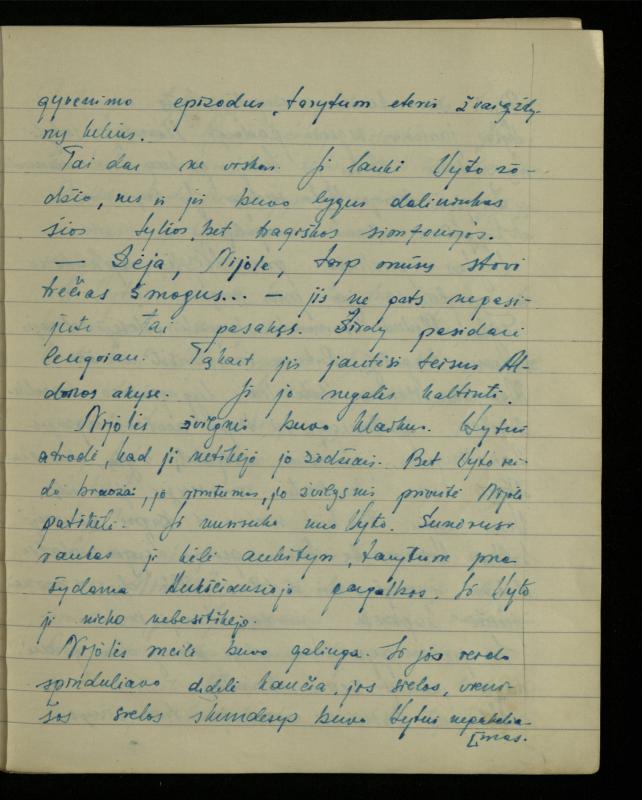 Žurnalisto, literato, vertėjo Kazimiero Pūro kūrybos I sąsiuvinis. Apsakymas (autobiografinė impresija), 1950 m.