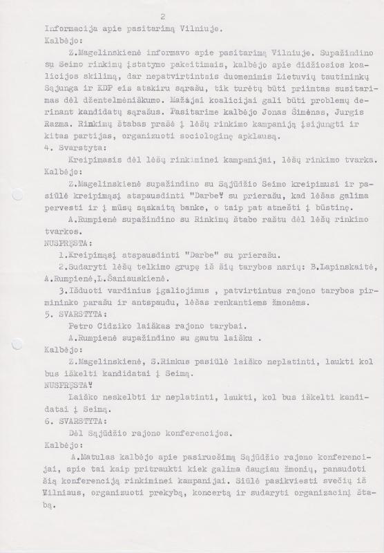 Lietuvos Sajūdžio Pasvalio rajono Tarybos 1992 m. rugpjūčio 20 d. posėdžio PROTOKOLAS Nr. 18