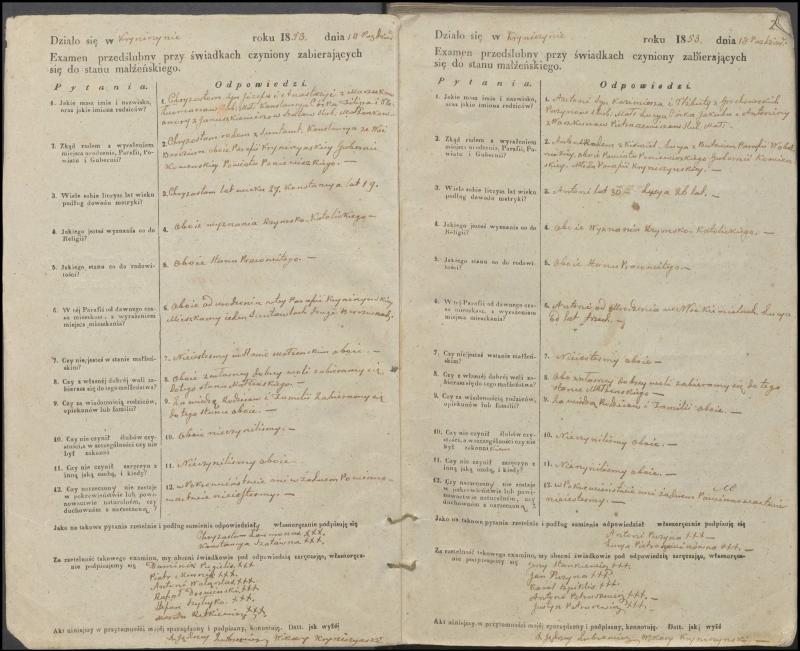 Krinčino Romos katalikų parapijos bažnyčios 1853–1862 metų priešjungtuvinės apklausos knyga