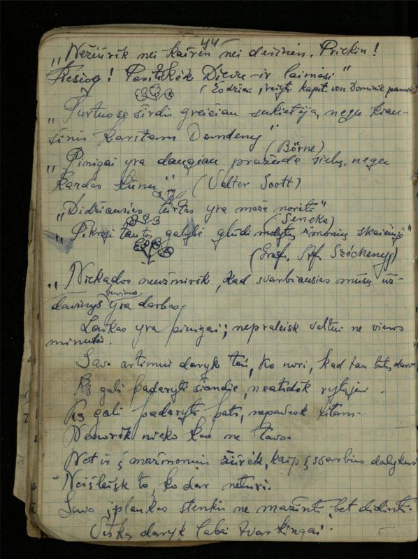 Žurnalisto, literato, vertėjo Kazimiero Pūro sąsiuvinis „Perskaitytų knygų ištraukos, mintys ir mano paties kūryba“