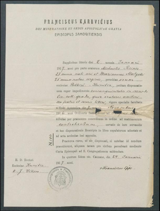 Krinčino Romos katalikų parapijos bažnyčios 1911–1919 metų priešjungtuvinės apklausos knyga