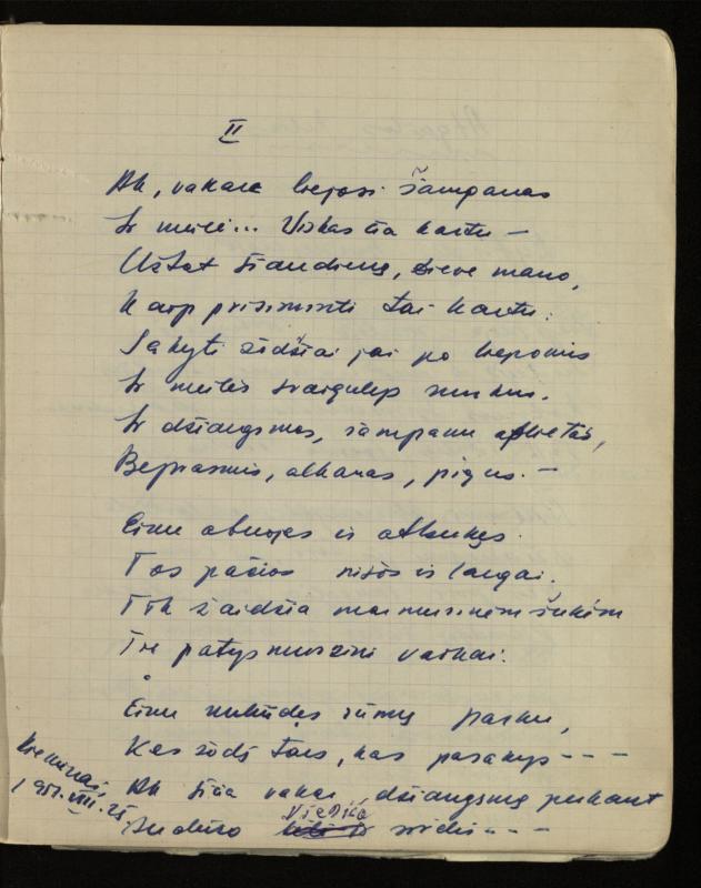 Žurnalisto, literato, vertėjo Kazimiero Pūro kūrybos V sąsiuvinis. Eilėraščiai, 1951–1952 m.