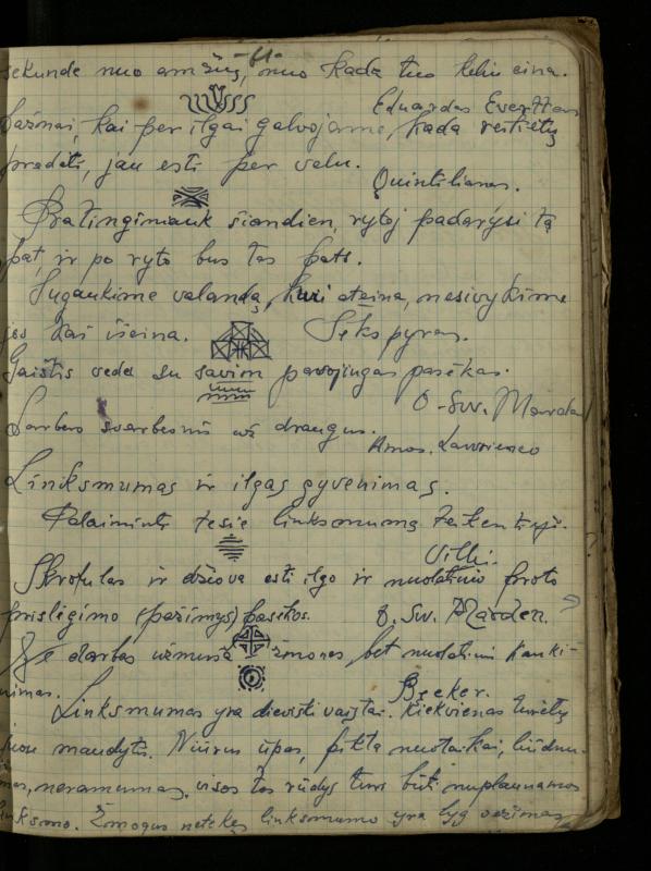 Žurnalisto, literato, vertėjo Kazimiero Pūro sąsiuvinis „Perskaitytų knygų ištraukos, mintys ir mano paties kūryba“