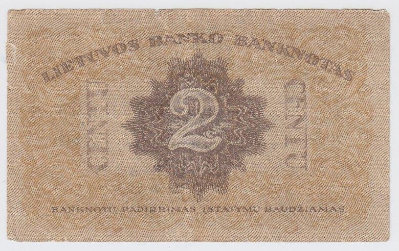 Banknotas. 2 centai. 1922 m. lapkričio 16 d. Lietuva