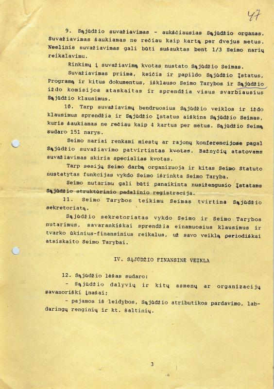 Lietuvos Sąjūdžio įstatai. Kauno variantas