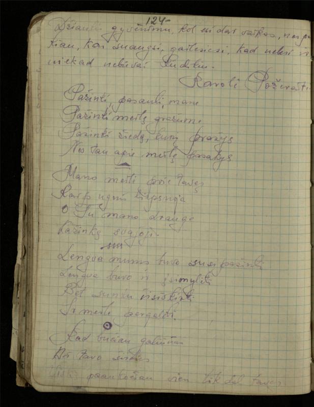 Žurnalisto, literato, vertėjo Kazimiero Pūro sąsiuvinis „Perskaitytų knygų ištraukos, mintys ir mano paties kūryba“