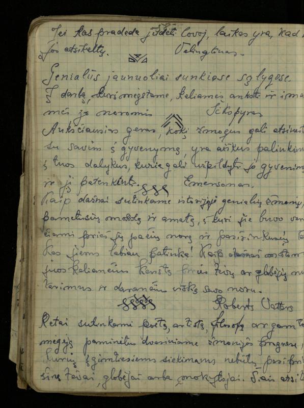 Žurnalisto, literato, vertėjo Kazimiero Pūro sąsiuvinis „Perskaitytų knygų ištraukos, mintys ir mano paties kūryba“