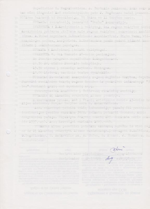 Lietuvos Sajūdžio Pasvalio rajono susirinkimo, įvykusio 1992 m. vasario  6 d., PROTOKOLAS Nr. 4