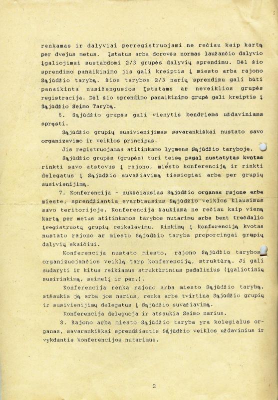 Lietuvos Sąjūdžio įstatai. Kauno variantas