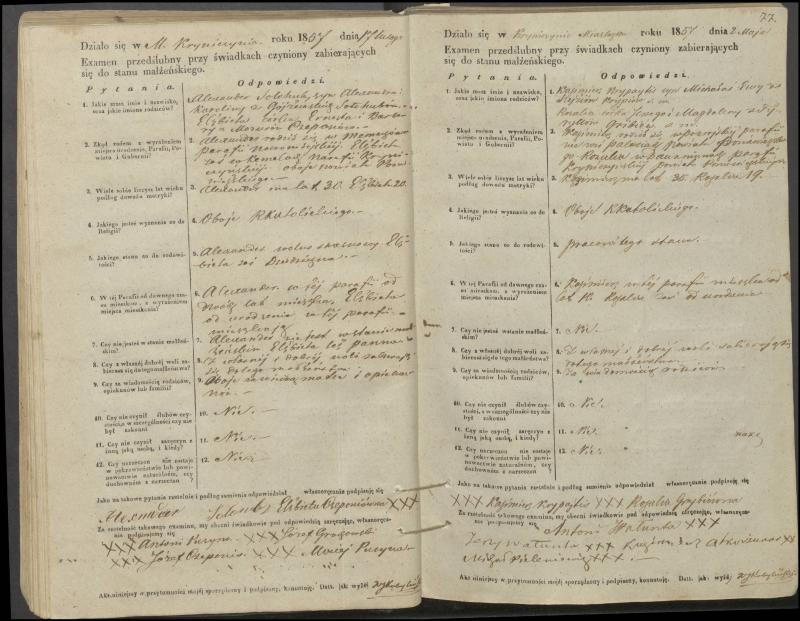 Krinčino Romos katalikų parapijos bažnyčios 1853–1862 metų priešjungtuvinės apklausos knyga