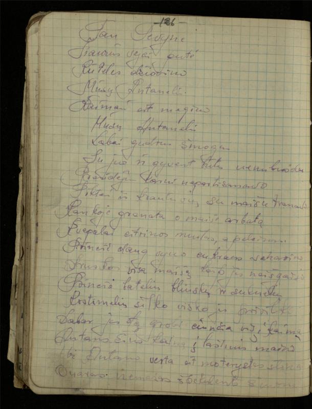 Žurnalisto, literato, vertėjo Kazimiero Pūro sąsiuvinis „Perskaitytų knygų ištraukos, mintys ir mano paties kūryba“
