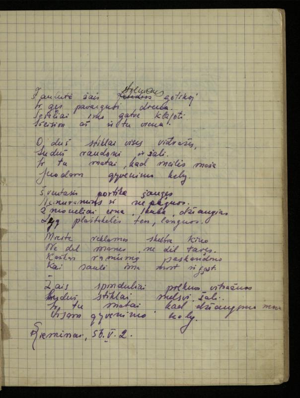 Žurnalisto, literato, vertėjo Kazimiero Pūro kūrybos III sąsiuvinis. Eilėraščiai, 1950 m.