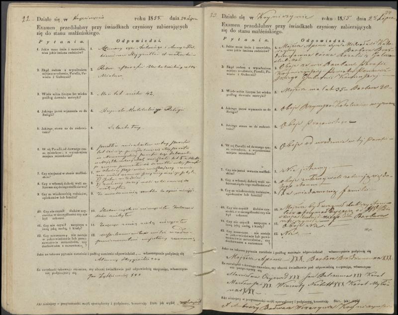 Krinčino Romos katalikų parapijos bažnyčios 1853–1862 metų priešjungtuvinės apklausos knyga