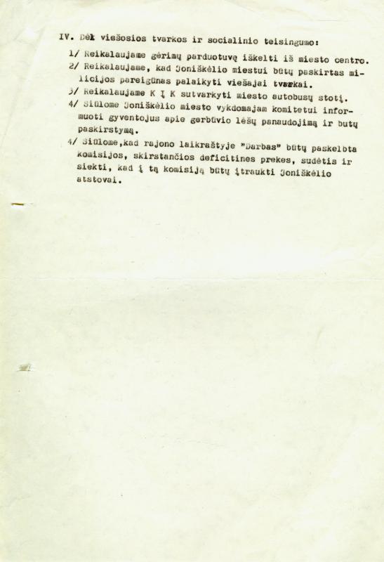 Lietuvos Persitvarkymo Sąjūdžio Joniškėlio rėmimo grupės rezoliucija