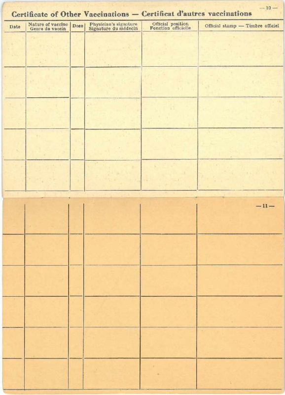 Tarptautinis skiepijimo pažymėjimas, išduotas Česlovui Senkevičiui. 1949 m. gegužės 19 d.