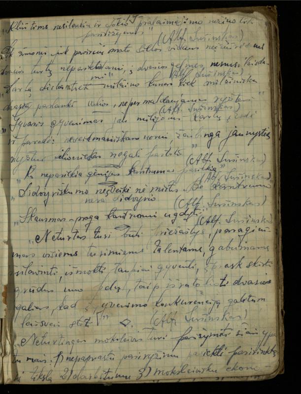 Žurnalisto, literato, vertėjo Kazimiero Pūro sąsiuvinis „Perskaitytų knygų ištraukos, mintys ir mano paties kūryba“