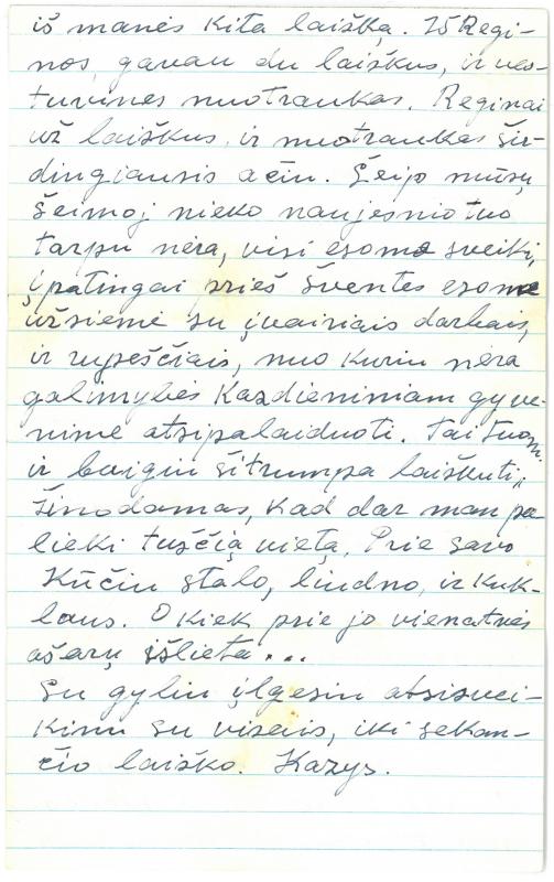 Kazio Balčiūno (slapyv. K. Chesek) laiškas  artimiesiems. 1961 m. gruodžio 14 d.