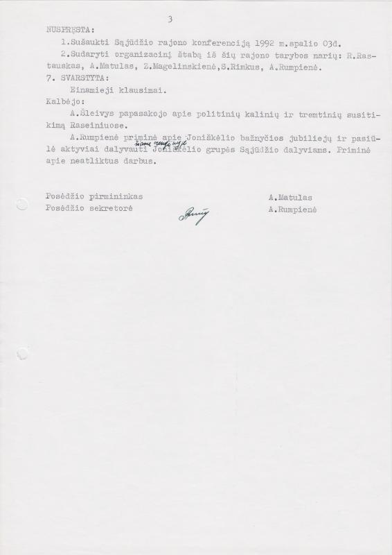 Lietuvos Sajūdžio Pasvalio rajono Tarybos 1992 m. rugpjūčio 20 d. posėdžio PROTOKOLAS Nr. 18