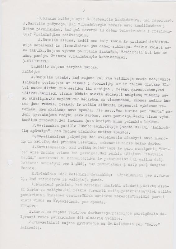 Lietuvos Sajūdžio Pasvalio rajono Tarybos 1992 m. gruodžio 17 d. posėdžio PROTOKOLAS Nr. 24