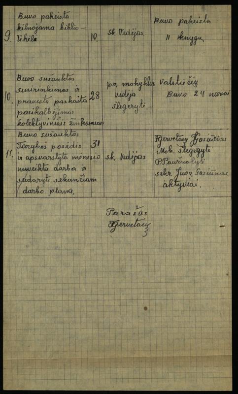 Vaškų vlsč. Staškavičių k. klubo-skaityklos darbo ataskaita, 1949 m. rugpjūčio mėn.