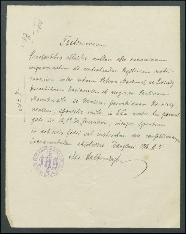 Krinčino Romos katalikų parapijos bažnyčios 1911–1919 metų priešjungtuvinės apklausos knyga