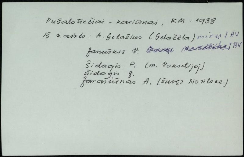 Pušalotiečiai kariūnai. Iš kairės: A. Gelažius, V. Januškis, Petras Šidagis, Julius Šidagis ir A. Jarašiūnas. 1938 m.