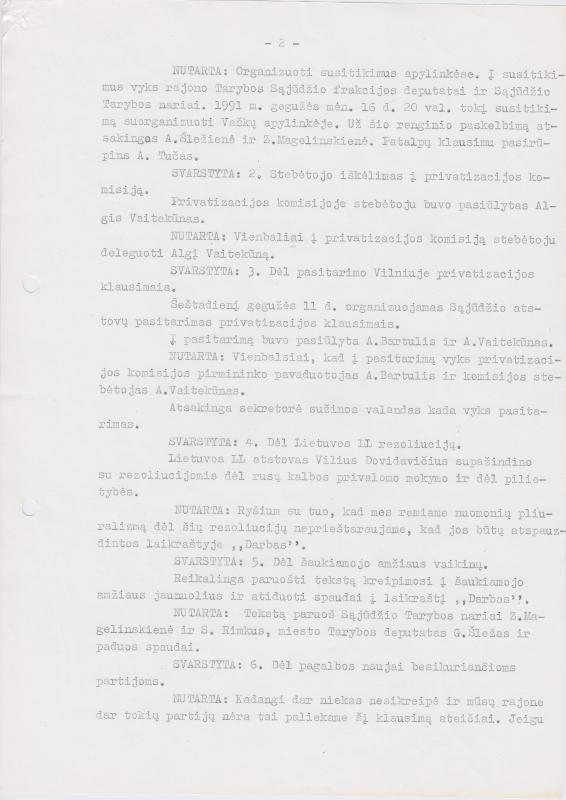 Lietuvos Sajūdžio Pasvalio rajono Tarybos susirinkimo, įvykusio 1991 m. gegužės 9 d., PROTOKOLAS Nr. 11