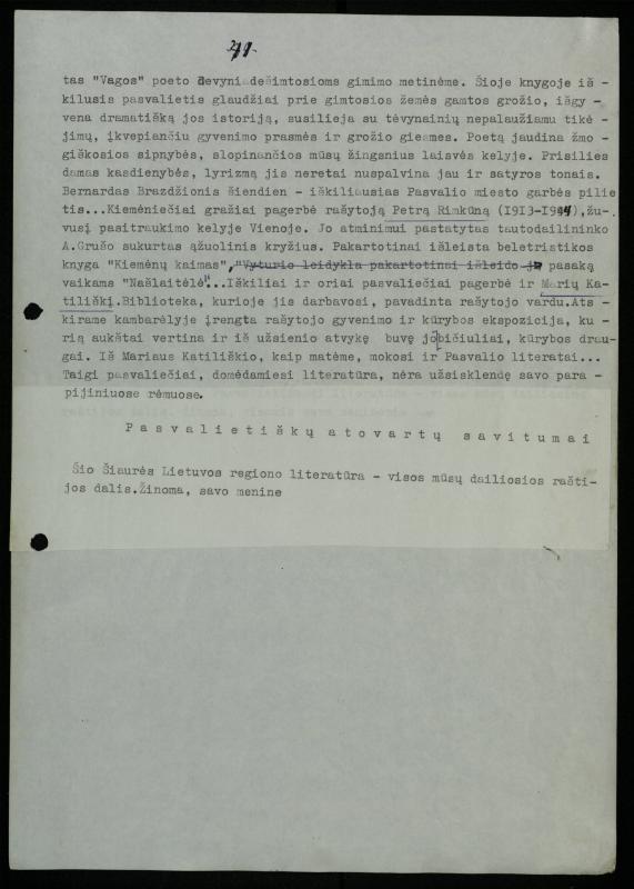 Žurnalisto, literato, vertėjo Kazimiero Pūro literatūros studija „Pasvalio krašto literatūrinės atovartos (1863–2000)“