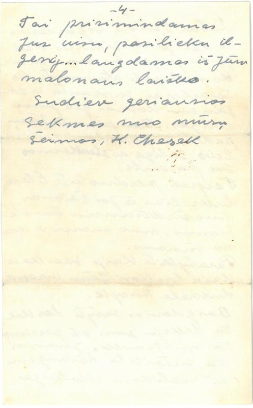 Kazio Balčiūno (slapyv. K. Chesek) laiškas  artimiesiems. 1955 m. vasario 1 d.